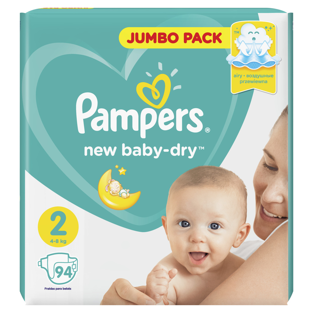 картинка PAMPERS Подгузники New Baby-Dry Джамбо 4-8кг 94шт от магазина Одежда+